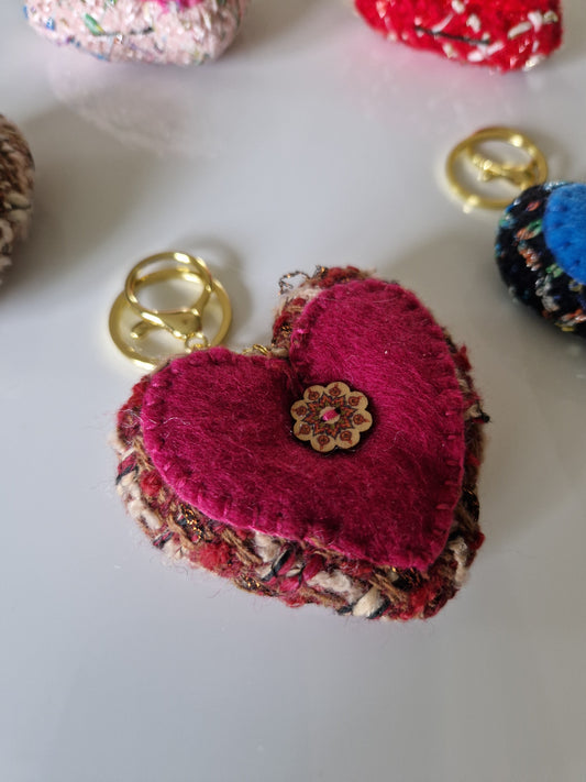 Upcycled Hand-Sewn Love Heart Keyrings π