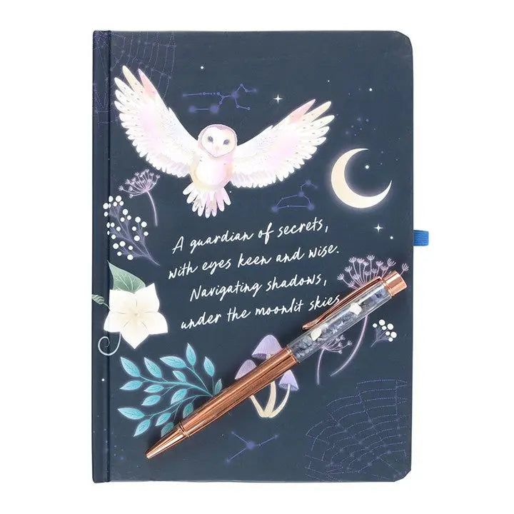 Flying Night Owl Journal with Sodalite Pen