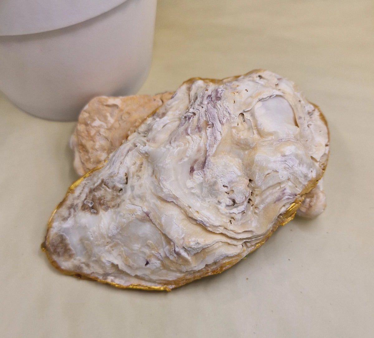 💜 Lilac Iris Flower Oyster Shell Trinket Dish