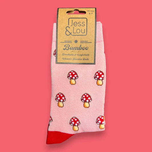 Pink Bamboo Mushroom Socks