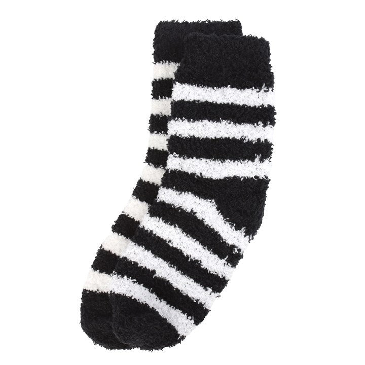Fluffy Black and White Socks