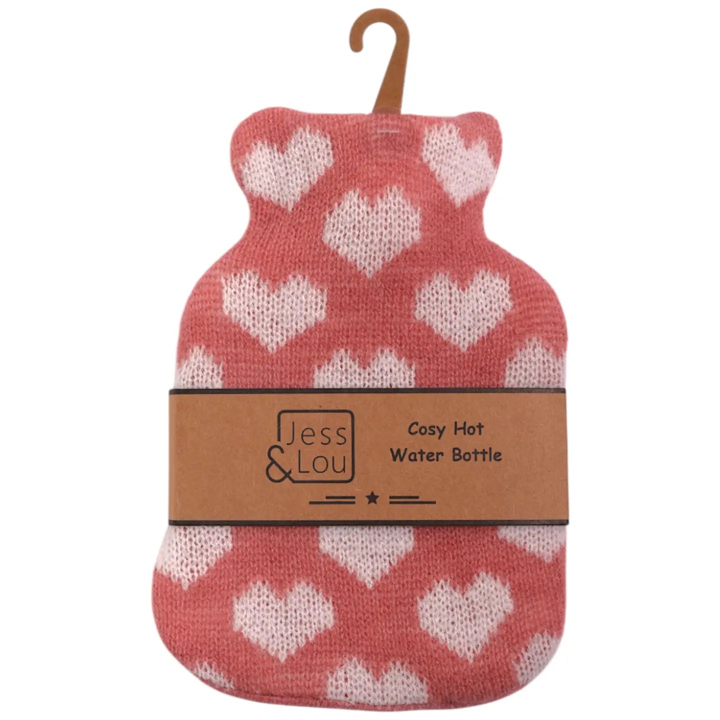 Pink and White Hearts Mini Hot Water Bottle