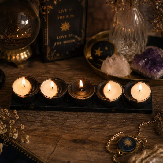 Waxing Moon Tealight Candle Set 🌙🖤✨
