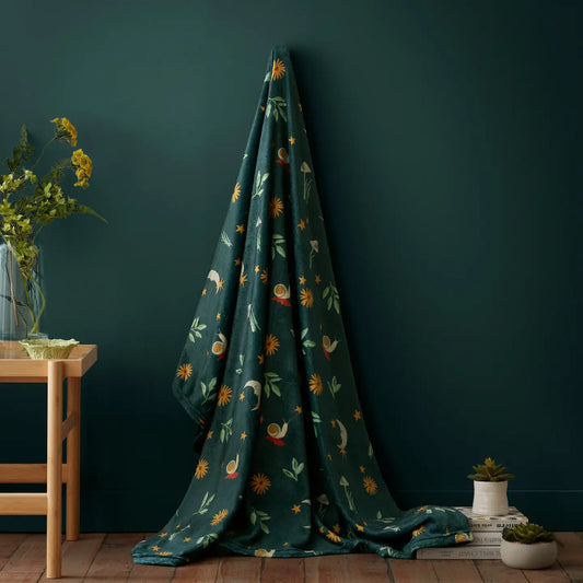 Botanical Mushroom Fleece Throw 🍄🌿