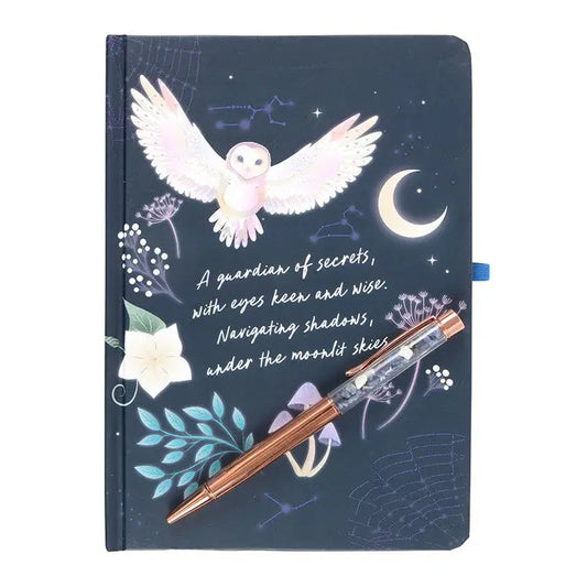 Flying Night Owl Journal with Sodalite Pen