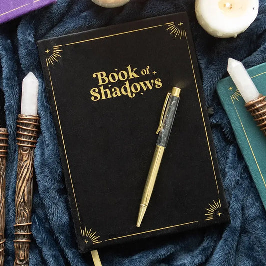 Book of Shadows Journal & Black Obsidian Crystal Pen 🖤🌙✨
