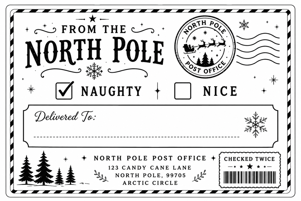 😈🎅 North Pole Special Delivery Labels – NAUGHTY