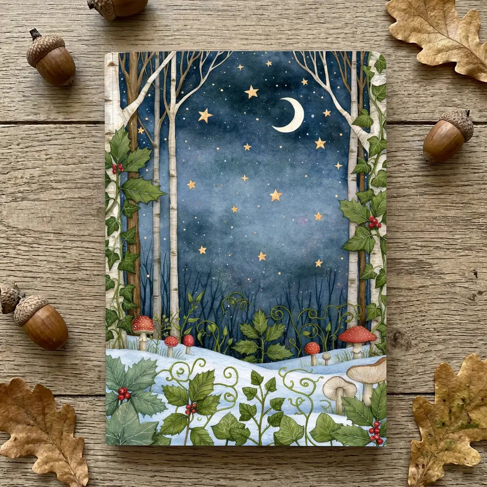 🌙🌿 Night Time Illustrated Notebook – Under The Oak Tree