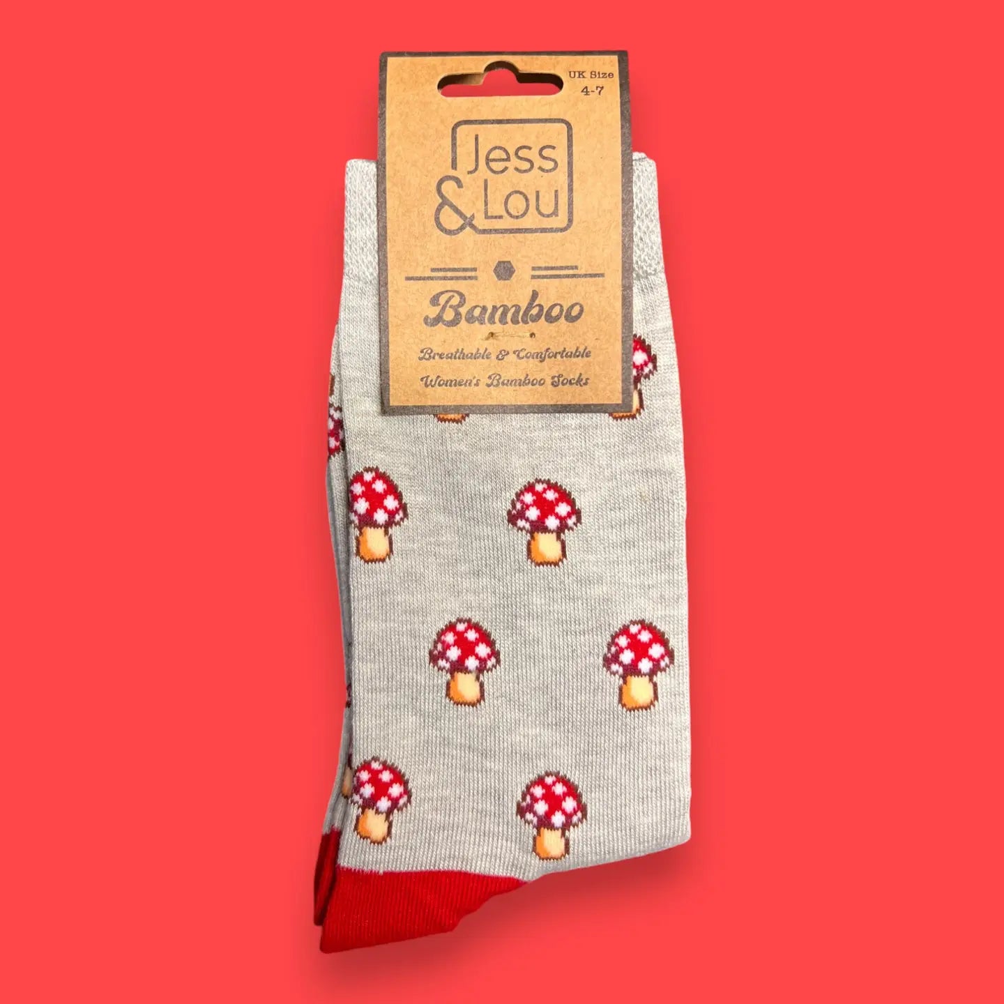 Grey Bamboo Mushroom Socks