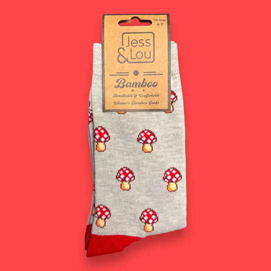Grey Bamboo Mushroom Socks