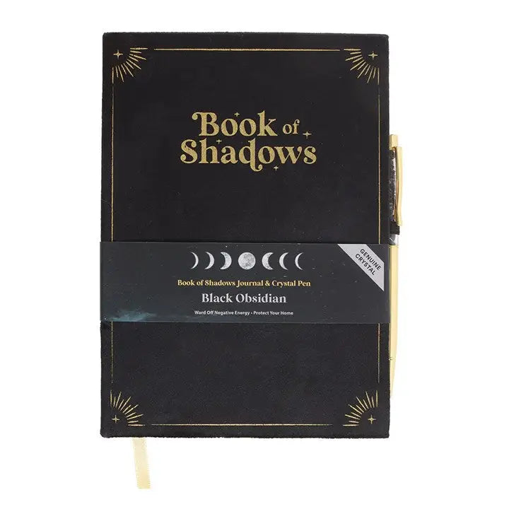 Book of Shadows Journal & Black Obsidian Crystal Pen 🖤🌙✨