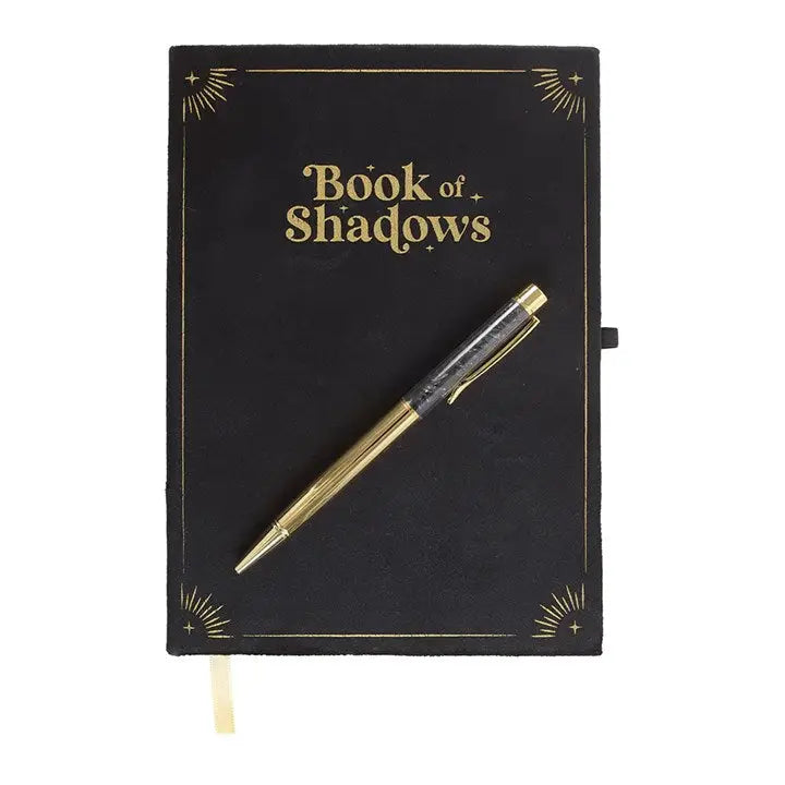 Book of Shadows Journal & Black Obsidian Crystal Pen 🖤🌙✨