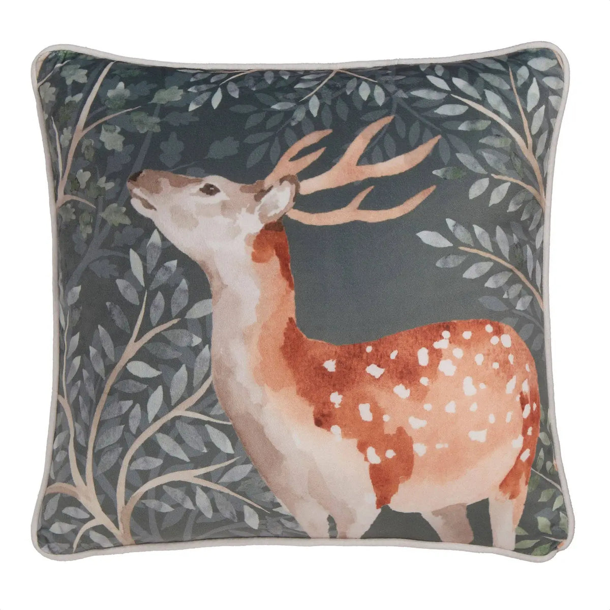 Young Stag Velvet Cushion 🦌🌿