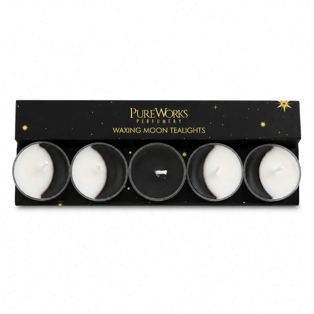 Waxing Moon Tealight Candle Set 🌙🖤✨