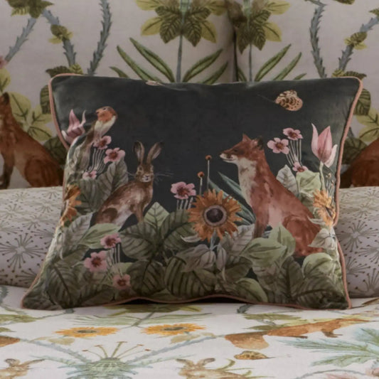 Foxdale Velvet Cushion – Natural 🦊🌿
