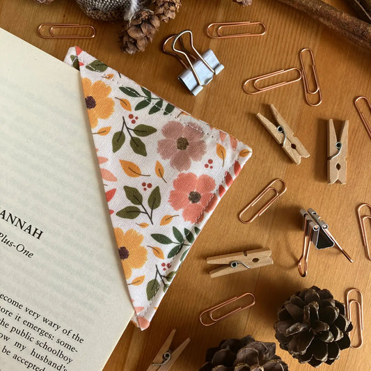 Fabric Corner Bookmark - Autumnal Floral