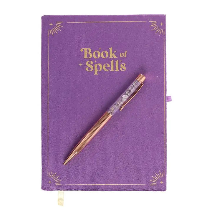Book of Spells Journal & Amethyst Crystal Pen 🔮✨